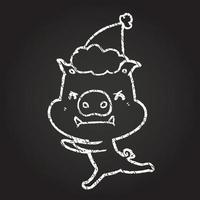 Christmas Pig Chalk Drawing vector