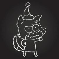 Christmas Wolf Chalk Drawing vector