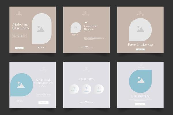 cosmetrics scoial media post template. editable promotion web banner template.