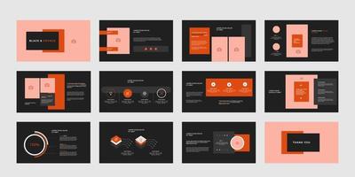 black and orange business slide presentation with simple style presentation layout template vector