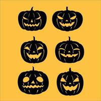 set of pumpkin face silhouette. Halloween symbol vector illustration.