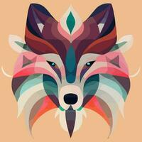 ilustración gráfica vectorial de lobo en estilo tribal dibujado a mano con color suave aislado bueno para logotipo, mascota, imprimir o personalizar su diseño vector