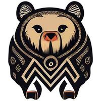 vector de ilustración de oso lindo aislado en blanco con estilo tribal bueno para logotipo o personalizar su diseño