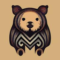 vector de ilustración de oso aislado en blanco con estilo tribal bueno para logotipo o personalizar su diseño