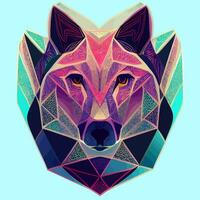 illustration Vector graphic of colorful wolf geometric in hand drawn style isolated good for logo, mascot, print or customize your design