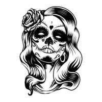 Lady sugar skull vector