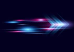 Abstract modern hight speed light arrow line technology effect on black background vector illustration.