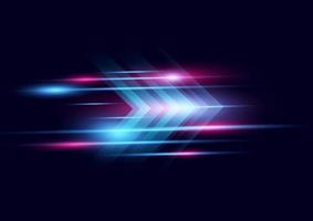 Abstract modern hight speed light arrow line technology effect on black background vector illustration.