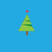 Simple vector of Christmas tree on blue background