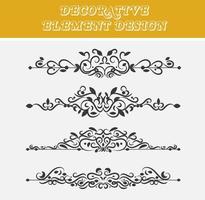 Creative hand drawn decorative divider ornament, vintage swirl, floral element template design set. vector