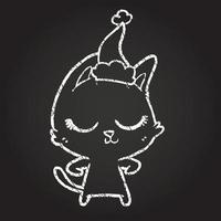 Christmas Cat Chalk Drawing vector