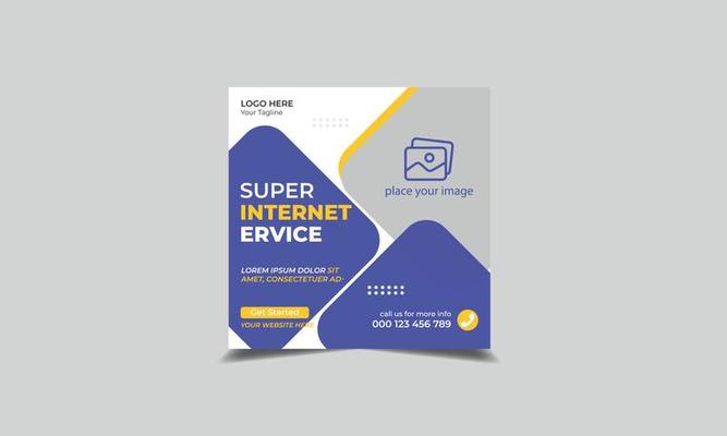 Internet Broadband Promotion Web Banner and Social Media Post Template. Creative Modern Editable Flyer Poster Design