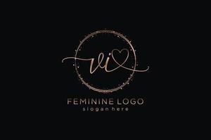 Initial VI handwriting logo with circle template vector logo of initial wedding, fashion, floral and botanical with creative template.