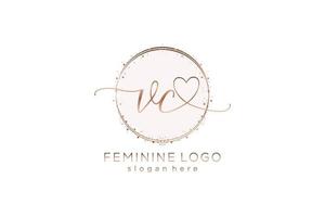 Initial VC handwriting logo with circle template vector logo of initial wedding, fashion, floral and botanical with creative template.