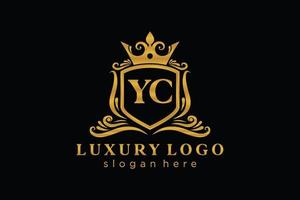 plantilla de logotipo de lujo real con letra yc inicial en arte vectorial para restaurante, realeza, boutique, cafetería, hotel, heráldica, joyería, moda y otras ilustraciones vectoriales. vector