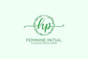 Initial HP beauty monogram and elegant logo design handwriting logo of initial signature, wedding, fashion, floral and botanical with creative template. vector