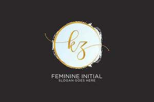 Initial KZ handwriting logo with circle template vector signature, wedding, fashion, floral and botanical with creative template.