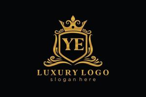 Initial YE Letter Royal Luxury Logo template in vector art for Restaurant, Royalty, Boutique, Cafe, Hotel, Heraldic, Jewelry, Fashion and other vector illustration.