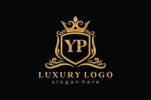 plantilla de logotipo de lujo real con letra yp inicial en arte vectorial para restaurante, realeza, boutique, café, hotel, heráldica, joyería, moda y otras ilustraciones vectoriales. vector