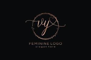 Initial VY handwriting logo with circle template vector logo of initial wedding, fashion, floral and botanical with creative template.