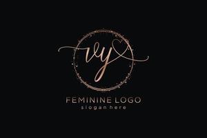 Initial VY handwriting logo with circle template vector logo of initial wedding, fashion, floral and botanical with creative template.