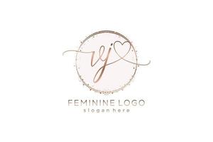 Initial VJ handwriting logo with circle template vector logo of initial wedding, fashion, floral and botanical with creative template.