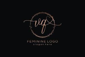 Initial VQ handwriting logo with circle template vector logo of initial wedding, fashion, floral and botanical with creative template.