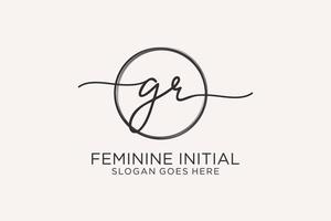 Initial GR handwriting logo with circle template vector logo of initial signature, wedding, fashion, floral and botanical with creative template.