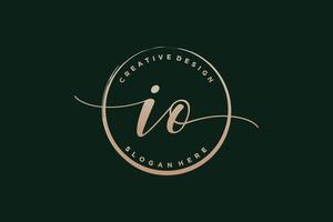 Initial IO handwriting logo with circle template vector signature, wedding, fashion, floral and botanical with creative template.