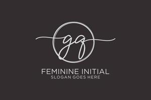 Initial GQ handwriting logo with circle template vector logo of initial signature, wedding, fashion, floral and botanical with creative template.