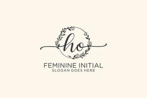 Initial HO beauty monogram and elegant logo design handwriting logo of initial signature, wedding, fashion, floral and botanical with creative template. vector