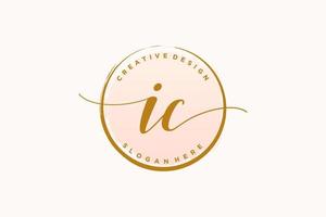 Initial IC handwriting logo with circle template vector signature, wedding, fashion, floral and botanical with creative template.