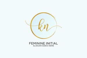 Initial KN handwriting logo with circle template vector signature, wedding, fashion, floral and botanical with creative template.