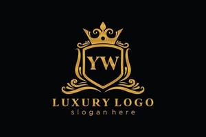 plantilla de logotipo de lujo real con letra yw inicial en arte vectorial para restaurante, realeza, boutique, cafetería, hotel, heráldica, joyería, moda y otras ilustraciones vectoriales. vector