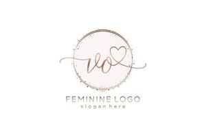 Initial VO handwriting logo with circle template vector logo of initial wedding, fashion, floral and botanical with creative template.