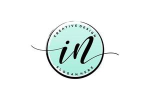 Initial IN handwriting logo with circle template vector signature, wedding, fashion, floral and botanical with creative template.