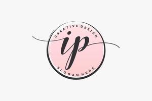 Initial IP handwriting logo with circle template vector signature, wedding, fashion, floral and botanical with creative template.