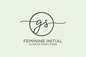 Initial GS handwriting logo with circle template vector logo of initial signature, wedding, fashion, floral and botanical with creative template.