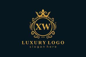 plantilla de logotipo de lujo real de letra xw inicial en arte vectorial para restaurante, realeza, boutique, cafetería, hotel, heráldica, joyería, moda y otras ilustraciones vectoriales. vector