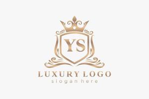 Initial YS Letter Royal Luxury Logo template in vector art for Restaurant, Royalty, Boutique, Cafe, Hotel, Heraldic, Jewelry, Fashion and other vector illustration.