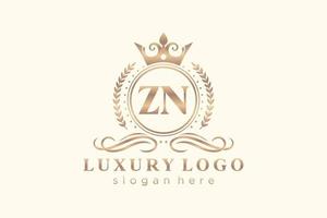 Initial ZN Letter Royal Luxury Logo template in vector art for Restaurant, Royalty, Boutique, Cafe, Hotel, Heraldic, Jewelry, Fashion and other vector illustration.