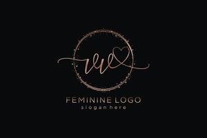 Initial VV handwriting logo with circle template vector logo of initial wedding, fashion, floral and botanical with creative template.