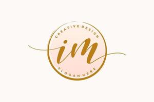 Initial IM handwriting logo with circle template vector signature, wedding, fashion, floral and botanical with creative template.