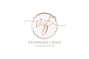 Initial VZ handwriting logo with circle template vector logo of initial wedding, fashion, floral and botanical with creative template.