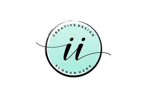 Initial II handwriting logo with circle template vector signature, wedding, fashion, floral and botanical with creative template.