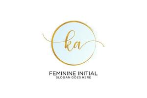 Initial KA handwriting logo with circle template vector signature, wedding, fashion, floral and botanical with creative template.