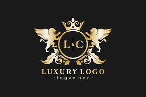 plantilla de logotipo de lujo real de león de letra lc inicial en arte vectorial para restaurante, realeza, boutique, cafetería, hotel, heráldica, joyería, moda y otras ilustraciones vectoriales. vector