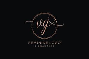 Initial VG handwriting logo with circle template vector logo of initial wedding, fashion, floral and botanical with creative template.