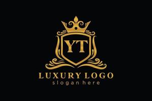 Initial YT Letter Royal Luxury Logo template in vector art for Restaurant, Royalty, Boutique, Cafe, Hotel, Heraldic, Jewelry, Fashion and other vector illustration.