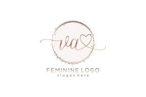 Initial VA handwriting logo with circle template vector logo of initial wedding, fashion, floral and botanical with creative template.